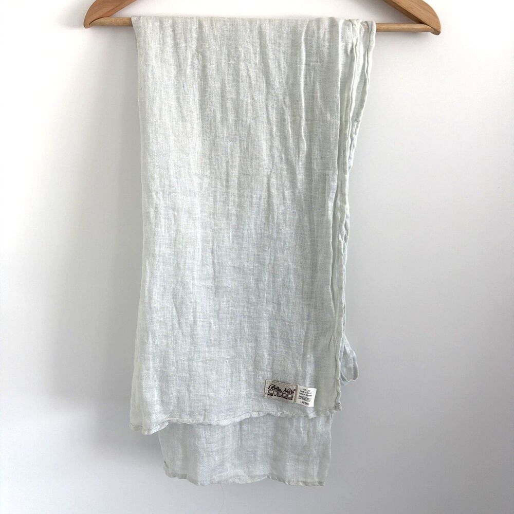 Bella Notte Linen Bed Scarf Bed Runner Whisper White Soft Pale Sage Green 24x84